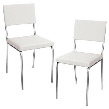 Imagem de Kit 2 Cadeiras Cromada Sala Jantar 2c128cr Corino Kappesberg Branco