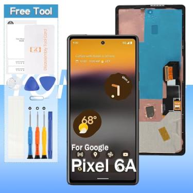 Imagem de Original para substituição de tela Google Pixel 6A 5G 6,1 polegadas GX7AS GB62Z G1AZG Display LCD Touch digitalizador conjunto com ferramentas (preto com suporte)