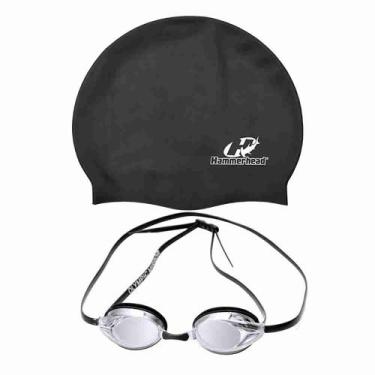 Imagem de Óculos de Natação Hammerhead Olympic Mirror + Touca de Natação, Preto
