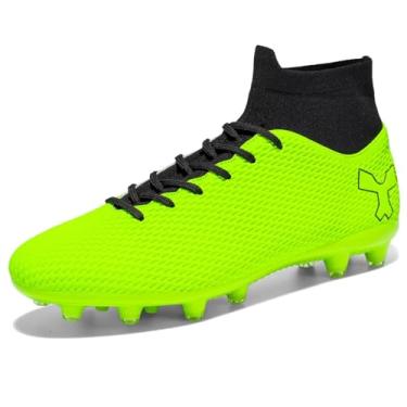 Imagem de Chuteiras de futebol masculinas, baratas, rígidas/firmes, para meninos grandes/meninas, leves, juvenis, tênis esportivo profissional, preto, branco, verde, Verde, 35
