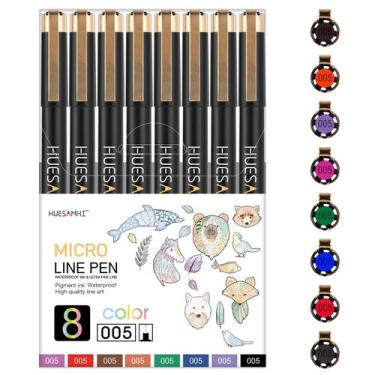 Imagem de Conjunto de tinta impermeável Micro Pen huesamhi 005 de 8 cores