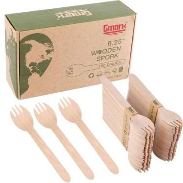 Imagem de Conjunto de talheres Gmark, ecologicamente correto, Wooden Sporks, 100