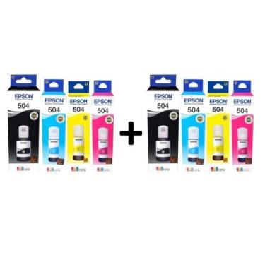 Imagem de 2 kit originais epson 504 (2 de cada refil colorido + 2 refil preto)