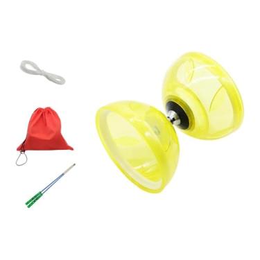 Imagem de MERIGLARE Conjunto de Diabolo Chinês com Rolamento Triplo Resistente Clássico Divertido Presentes Acessórios Ioiô Chinês para Crianças Adultos Iniciantes Jardim, Amarelo