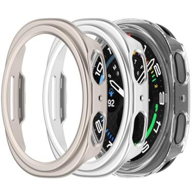 Imagem de Compatível com Samsung Galaxy Watch 8 44 mm 40 mm capa de PC rígida resistente a impactos à prova de choque proteção de borda completa capa de para-choque facial (luz de estrela prata transparente, 44