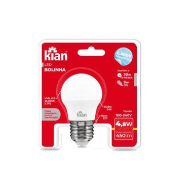 Imagem de Lâmpada Led Bolinha 4,8W 6500K Luz Branca Fria Bivolt Kian