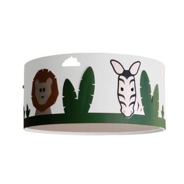 Imagem de Luminária Infantil Plafon Safari Cúpula Branca 30x15  - Tom Luz