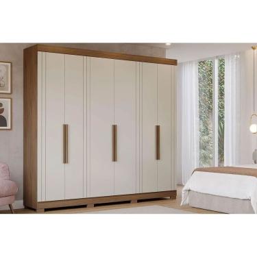 Imagem de Guarda Roupa Casal 6 Portas e 6 Gavetas c/ Pés Cecilia Cinamomo/Off White - Panan