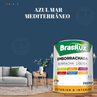 Imagem de Tinta Borracha Líquida Cor Azul Para Parede 3,2l Acrílica Lavável Anti
