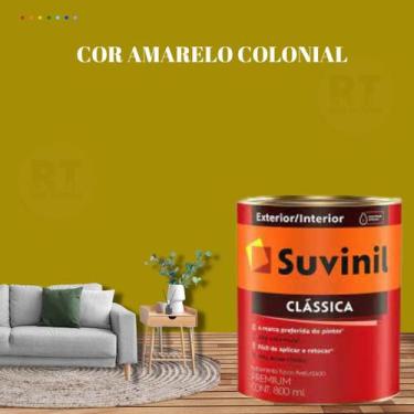Imagem de Tinta Para Parede Acrílica Suvinil Clássica 800ml Cor Amarelo Lavável 