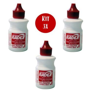 Imagem de Tinta para Almofada de Carimbo 40ml Kit 3 Frascos Vermelho Radex Ideal
