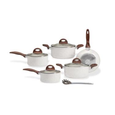 Imagem de Jogo de Panelas Antiaderente Brinox Indução Granada Vanilla 5 Peças + 