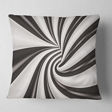Imagem de Designart Fractal 3D Black N White Tunnel' sala de estar, sofá, almofada de alta qualidade + capa de almofada impressa em ambos os lados 45,72 x 45,72 cm