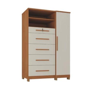 Imagem de Cômoda com Sapateira e Cabideiro Multiuso 5 Gavetas 1 Porta Imperial Zanzini (MADEIRADO/AREIA)