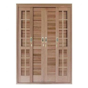 Imagem de Porta Balcão de Correr Quadriculado 6 Folhas Cedro Arana 215cmx180cmx1