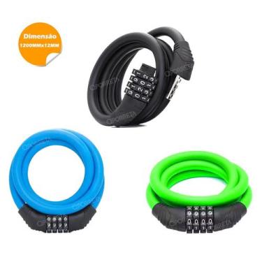 Imagem de Cadeado corrente para bike bicicleta moto 12mm 1,20m com senha sortido