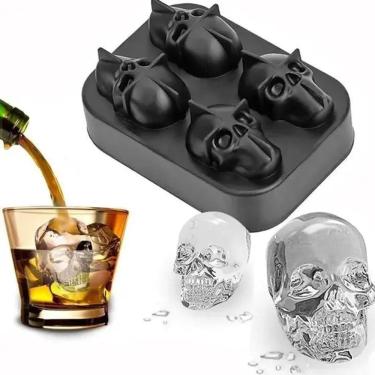 Imagem de Forma De Gelo Caveira Silicone 3d Festas Drinks Bartender