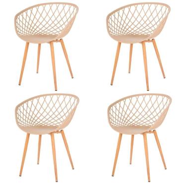 Imagem de Kit 4 Cadeiras Loa Clarice Anm8197f Anima Office Polipropileno Fendi Base Metal Pintura Madeira