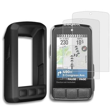 Imagem de INNOSURE [Pacote com 3] Capa de silicone Wahoo Elemnt Roam V3 x1, protetor de tela de vidro temperado fosco Roam 3 x2 antiqueda, antiestático, antiderrapante, durável, antirreflexo
