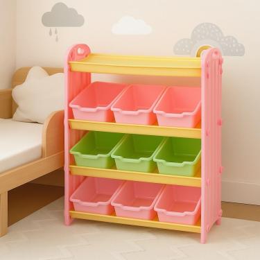 Imagem de Estante Armario Infantil Colorido 9 Gavetas 4 Prateleiras Organizador De Brinquedos Porta Treco Quarto Meninas