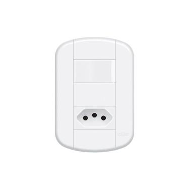Imagem de Interruptor Simples e Tomada 2P+T 20A Fame Blanc+ Distanciados com Placa 4x2 Branco