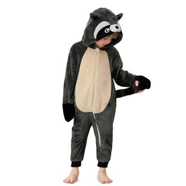 Imagem de Macacão infantil de lã quente com zíper para Halloween 6 meses a 4 anos, Cinza | Guaxinim, 6-9 Meses