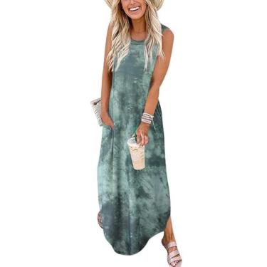 Imagem de Vestido de verão Jeqeocafy, solto, longo, sem mangas, vestido maxi div