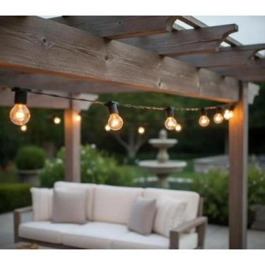 Imagem de Varal de Luzes 15 Metros Com Lâmpadas Amarelas Inclusas Externo Evento