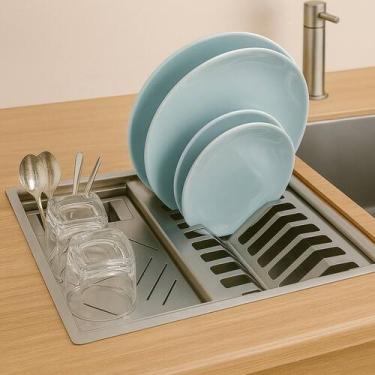 Imagem de Escorredor Organizador de Louças Embutido Quadrado com Tampa Inox 44x3