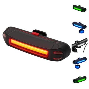 Imagem de Farol Traseiro Para Bike LED Potente Recarregável Multicolor de Luz e 