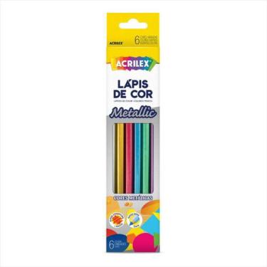 Imagem de Lápis de cor Acrilex metálico com 6 cores