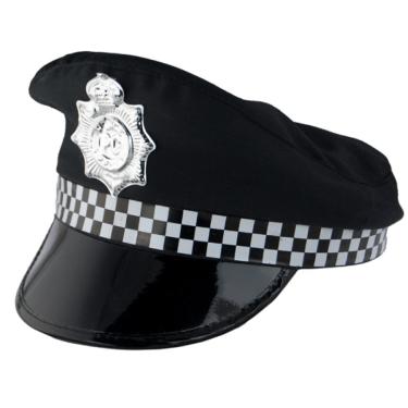 Imagem de Quepe Chapéu Policial Preto e Branco Fantasia Acessório