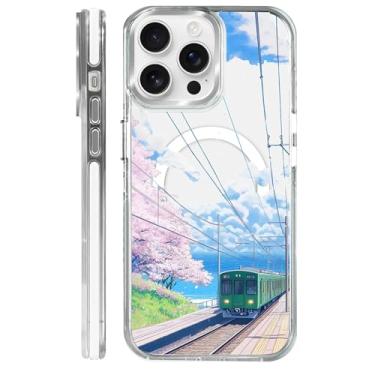Imagem de MQJCYB Capa magnética para iPhone 13 Pro Max Design em base transparente, compatível com MagSafe, capa protetora fina de TPU macio para celular feminina e meninas para iPhone 13 Pro Max-Kawaii anime