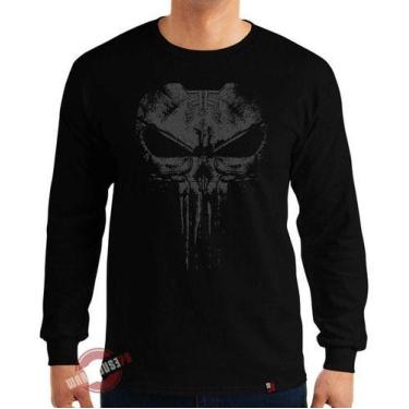 Imagem de Camiseta Manga Longa Justiceiro Punisher Camisa Caveira Geek - King of