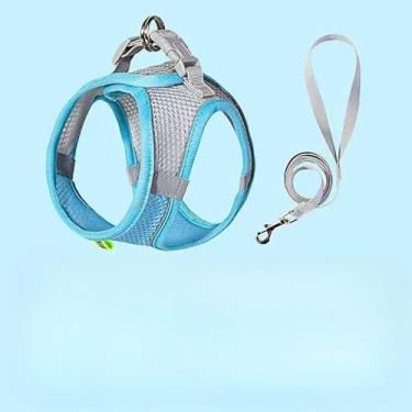 Imagem de COLEIRA PEITORAL EM X PARA CÃES E GATOS - Design Anatômico com Guia 1,5m | Conforto e Segurança(Azul,L 10-15kg)