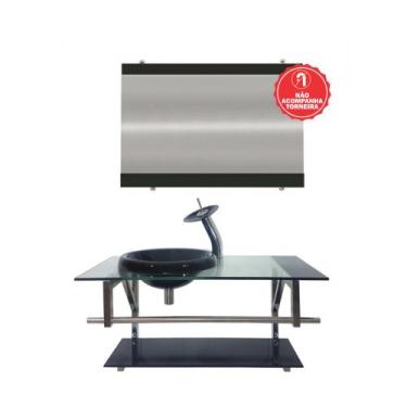 Imagem de Gabinete de Vidro 90cm para Banheiro Áustria - EKASA, Preto