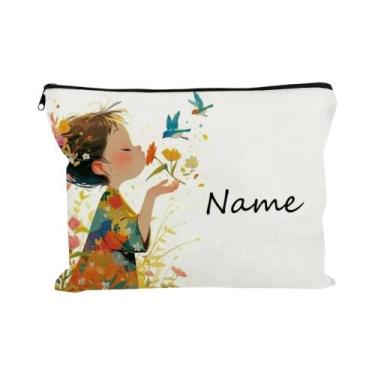 Imagem de Bolsa De Maquiagem Personalizada Com Padrão De Menina Vintage, Bolsa D