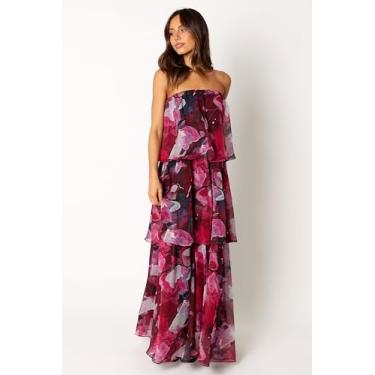 Imagem de Petal & Pup Vestido longo sem alças Bloom feminino, Roxo floral, P