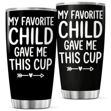 Imagem de KOIXA My Favorite Child Gave Me This Cup Funny Parent Gift Tumbler de aço inoxidável 590 ml para mãe pai de filha filho café quente bebida gelada caneca térmica fria