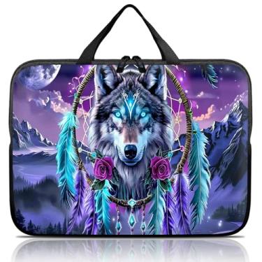 Imagem de Bolsa para laptop de 14, 15, 15,4, 15,6 polegadas, bolsa para notebook, capa macia compatível com Dell, Lenovo, Toshiba HP, Asus Notebook-Glowing Dream Catcher Wolf