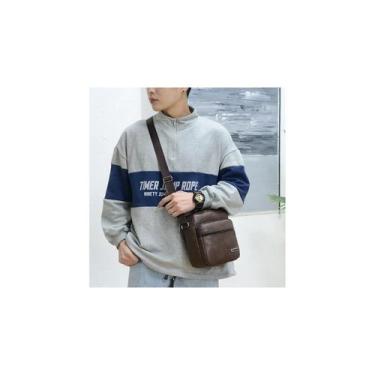 Imagem de Bolsa tiracolo de ombro em couro PU para homens preta - Lightbek Offic