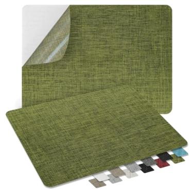 Imagem de ZESION 2 Peças De Remendos Tecido Linho Autoadesivos, Reparo Rápido Para Sofás, Tendas, Assentos Carro/8" X 11", Verde