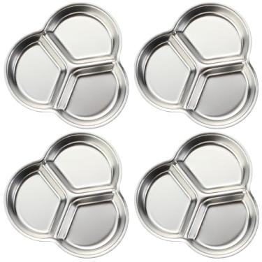 Imagem de CHWAIKA Prato de molho de condimento, prato de molho de aço inoxidável, pratos de condimentos divididos, pratos de comida, porção, pratos de imersão para churrasco, piquenique, cozinha, restaurante