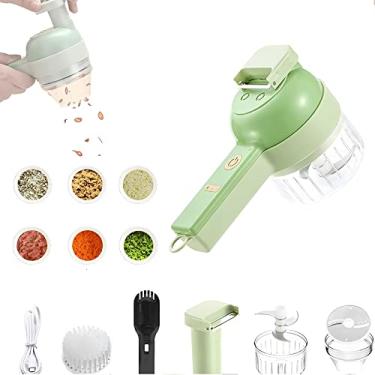 Imagem de Conjunto de cortador de legumes elétrico portátil 4 em 1, processador de alimentos sem fio para alho pimenta pimenta cebola aipo gengibre carne com pincel