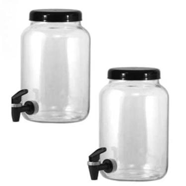 Imagem de Kit 2 Unidades Suqueira de Vidro 3 Litros com Torneira, Dispenser de Bebidas Ideal para Casa, Festa, Cozinha, Armazenamento de Suco, Água e Bebidas Frescas(Preto)