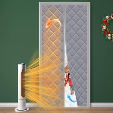 Imagem de Firguny A cortina de porta magnética com isolamento térmico serve para portas de 91 x 203 cm (tamanho da cortina 96 cm x 203 cm), isolamento térmico Oxford e algodão para portas de inverno/porta/sótão