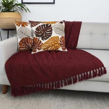 Imagem de Manta Macia para Sofá Grande Algodão Colorida (Vinho, 2,40x1,50 m)