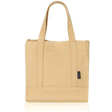Imagem de Chamboise Mini sacola – Bolsa de lona elegante e compacta com fecho de pressão, ideal para uso diário e passeios casuais, Bege (lona macia), 8.3 x 8.3 x 6 inches
