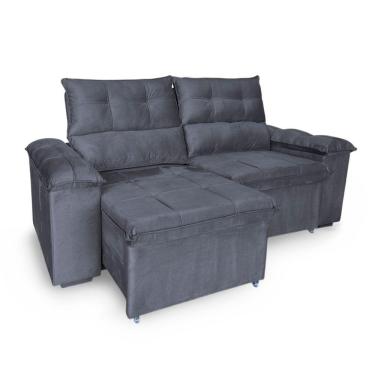 Imagem de Sofá Retrátil E Reclinável 3 Lugares Verona 1,80m - élpis Móveis Veludo Cinza