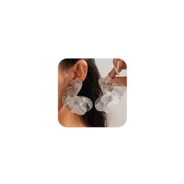 Imagem de Brincos femininos com pingente de flor grande, dourado, vintage, grande, folha de ginkgo, brinco de prata, moderno, floral, punk, joias, acessórios hip hop, Large, Zinco, Sem pedra preciosa